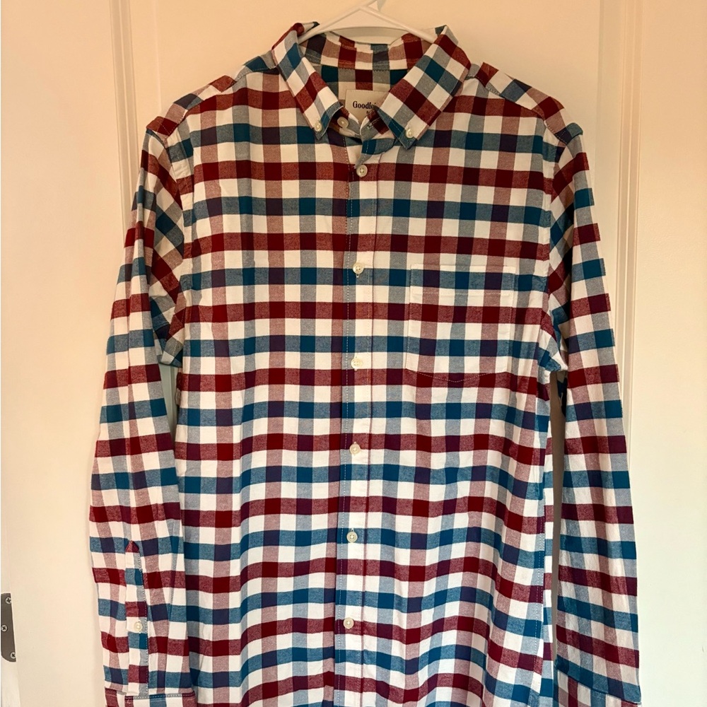 Goodfellow & Co Men’s Red and Blue Oxford Button-Up Shirt *BRAND NEW*